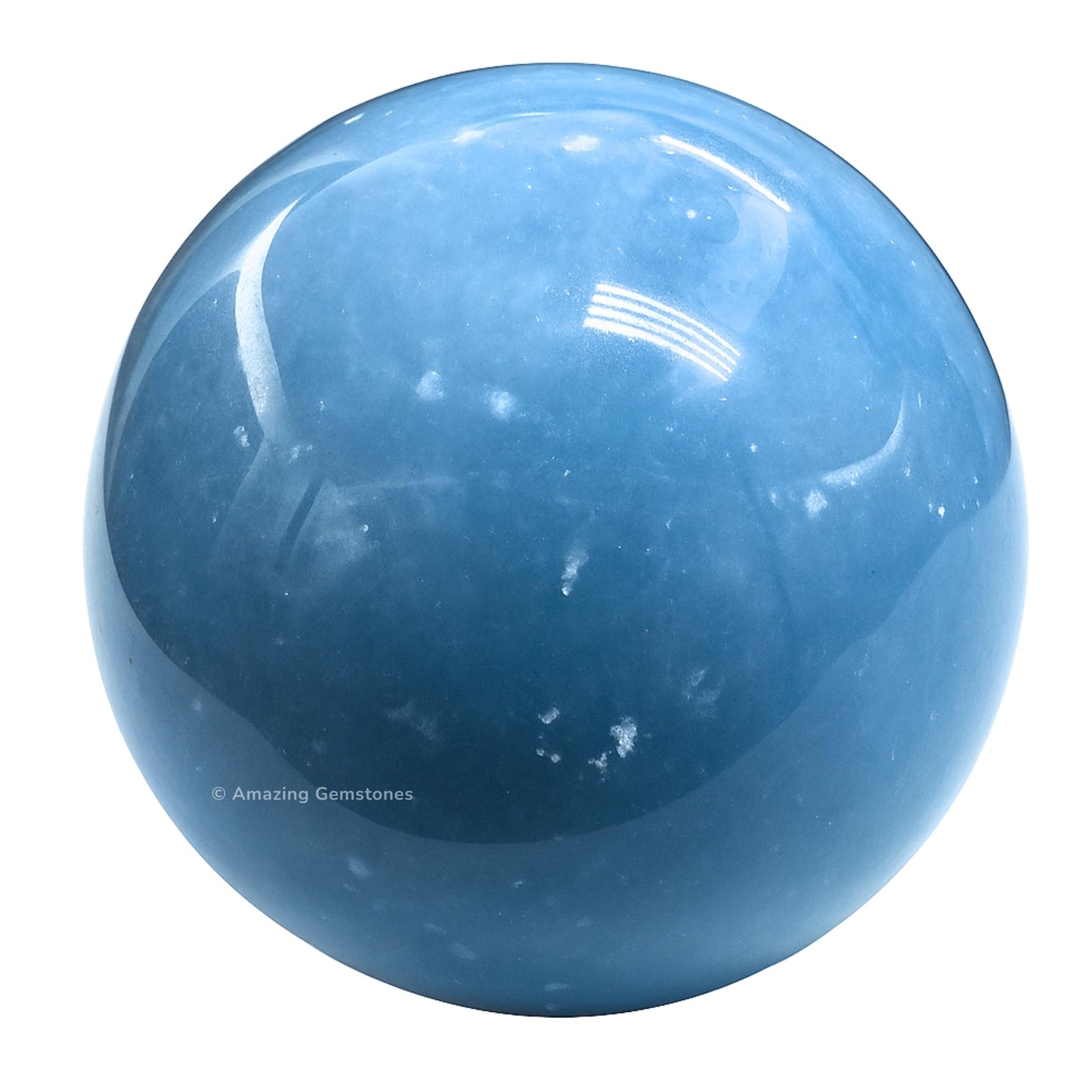 Amazing Gemstone Angelite Crystal Ball with Stand - 2" Inches Crystal Sphere Meditation Balls for Witchcraft and Decorative Balls