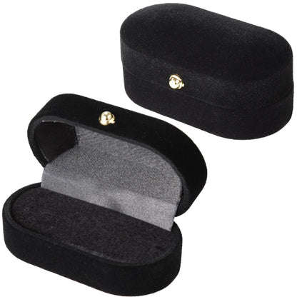 Toyosport 2 PCS Dual Slots Velvet Ring Boxes, Black Elegant Oval Ring Case for Weddings and Anniversaries