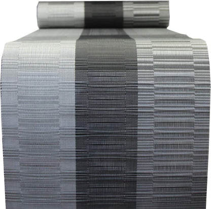 PIGCHCY Elegant Placemats with Matching Table Runner,Washable Vinyl Woven Table Mats Sets(6pcs Placemats+1pcs Table Runner, Black)