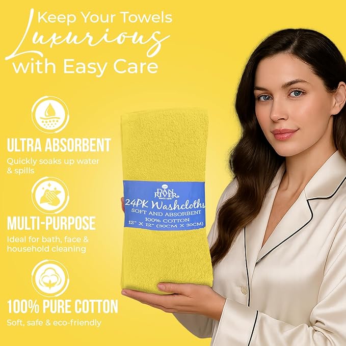 DAN RIVER 24 Pack Wash Cloths for Showering