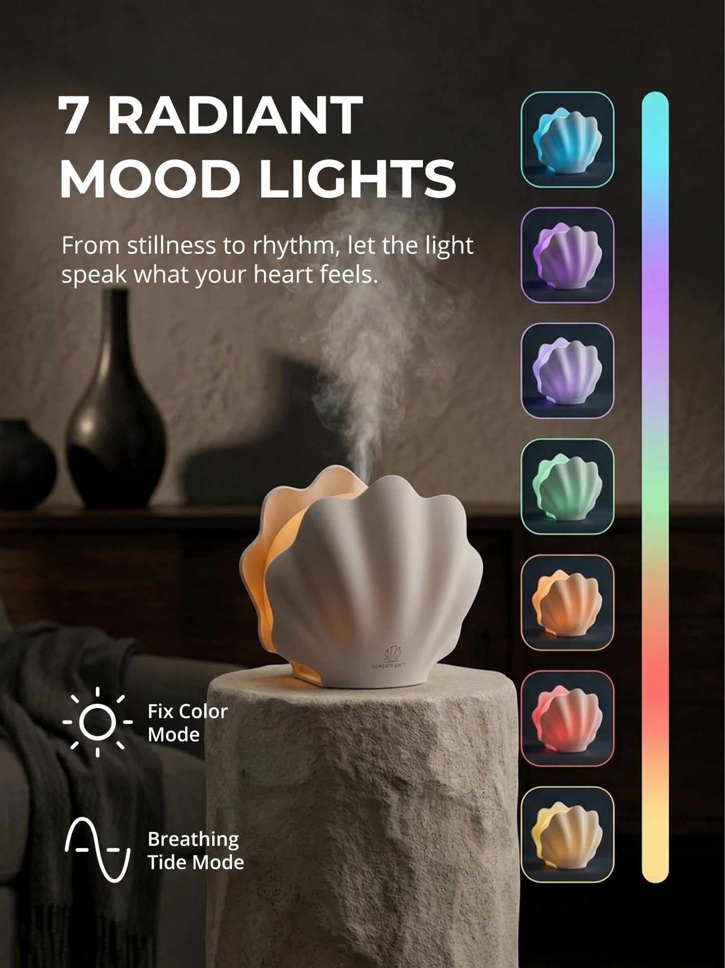 Essential Oil Diffuser 260ML, Shell Aroma Diffuser with Remote Control, 7 Colors LED Night Light for Bedroom Home Relaxation, Valentines Day Gifts