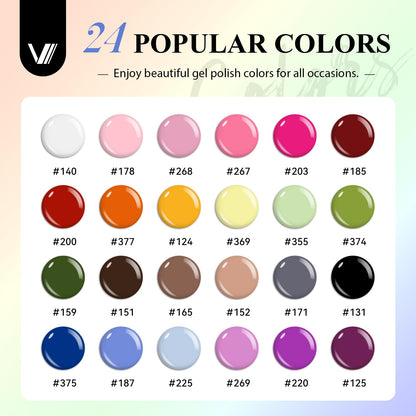 VANREESA 42 Pcs Gel Nail Polish Kit with U V Light 24 Popular Colors Gel Polish Nail Kit Green Blue Purple Pink Orange Complete Nail Kit with Manicure Tools Gifts for Women Girls