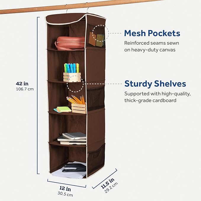 ZOBER Hanging Closet Organizer, 5-Shelf