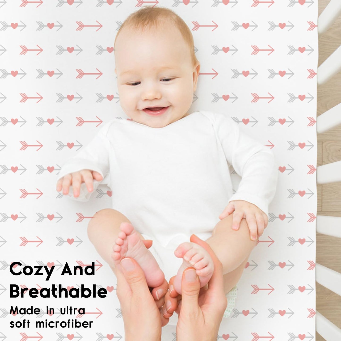 Yoofoss Baby Crib Sheets for Boys Girls, Fitted Crib Sheet 2 Pack for Standard Crib and Toddler Mattress, Super Soft Microfiber Baby Sheet 28x52x8in(Arrow)