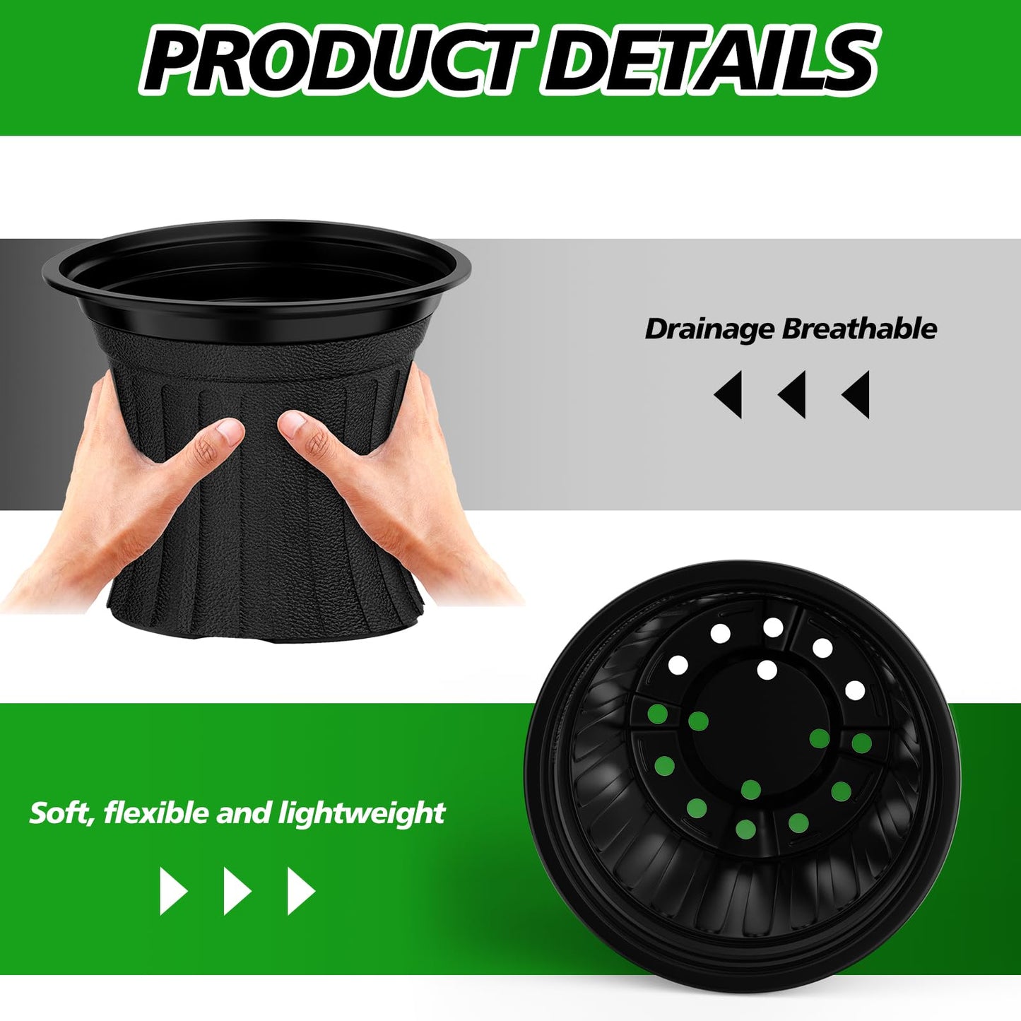 BeapTcely 50 Pcs 3 Gallon Planter Nursery Pots, Seed Starting Pot Plastic Flower Seedling Pots with Drainage Holes Flexible Plant Container for Garden Lawn Yard Plants Seedlings (50, 3 Gallon)
