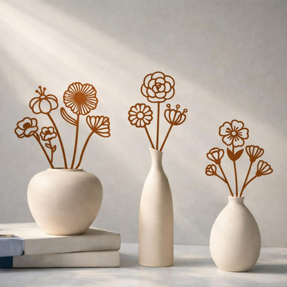LEIFIDE 12 Pcs Rusty Metal Flowers Stakes Rustic Metal Floral Yard Art Lawn Art Decor Garden Stakes for Home Patio Farm Wedding Courtyard Decoration 12 Inches Tall