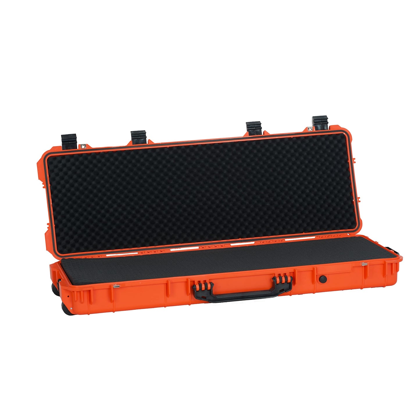 MEIJIA Portable Rolling Waterproof All Weather Hard Rifle Case,Gun Case with Wheels,Soft Handle Grip,Customizable Fit Foam Inserted (Orange, 44.37"x15.98"x6.1")