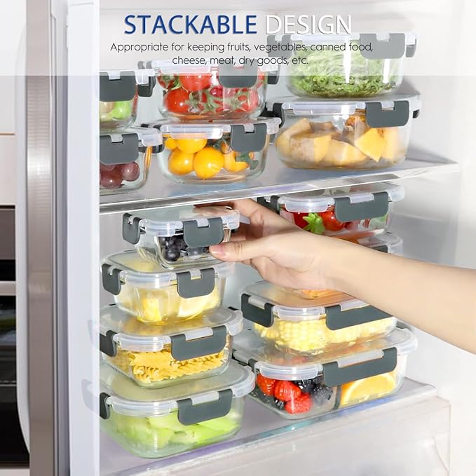 42pcs Glass Food Storage Containers