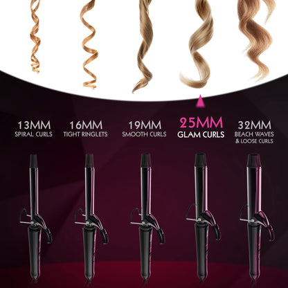 Wahl Curling Tong, Hair Styling Tool, Curling Wand, Ceramic Curlers for Shiny Curls, Corded Hair Curling Wand, Swivel Cord, Quick Heat, Cool Touch Tip, Barrel Clamp, 25mm