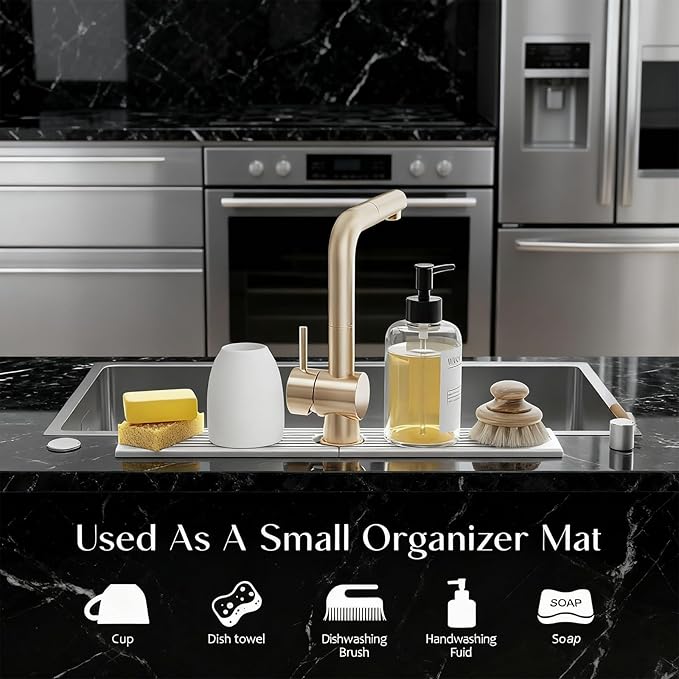 Stone Faucet Mat for Kitchen Sink, Diatomite Drying Stone Mat & Sink Protectors