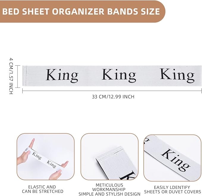 4PCS Bed Sheet Organizer Bands, Storage Labels and Sheet Keepers