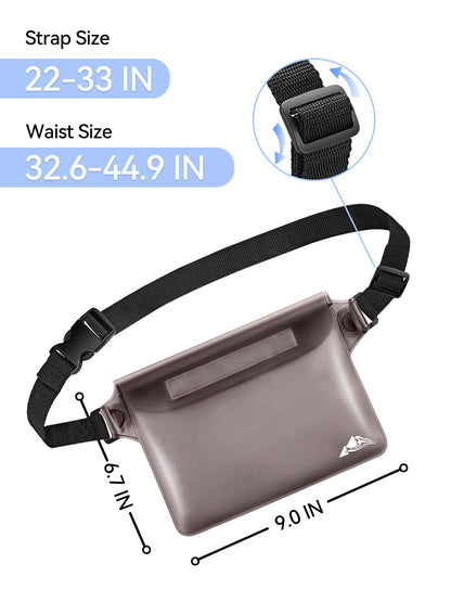 HEETA Waterproof Fanny Pack, Waterproof Pouch Dry Bag 2/3/4 Pack for Phone Passport Purse, Adjustable Waist Strap for Swimming Kayaking Boating Paddle Board Accessories Cruise Beach Camping Essentials