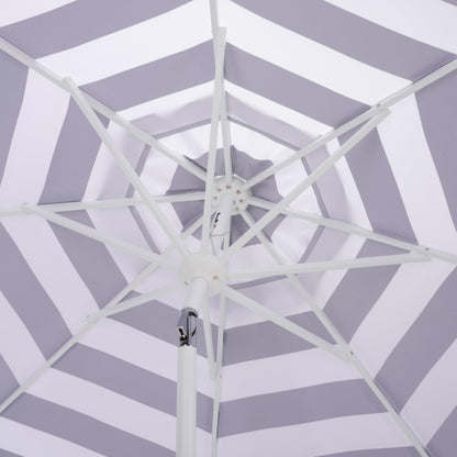 SAFAVIEH Outdoor Patio Furniture Collection – Lucerna 9 Ft Crank Patio Umbrella, Black Stripe & White Pole, Market Umbrella with Crank Lift (PAT8025A)