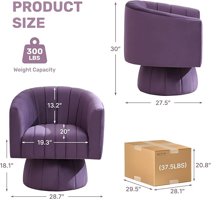 Swivel Accent Barrel Chair Set of 2, Cute Comfy Small Round 360° Arm Chair