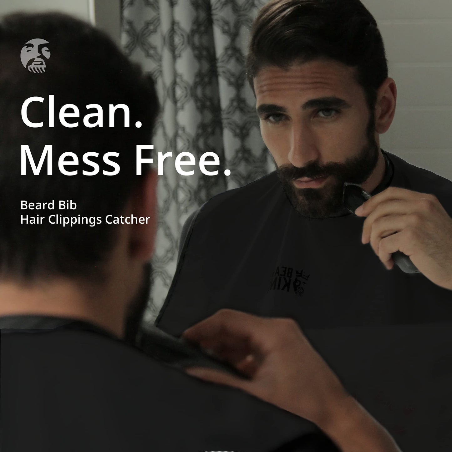 BEARD KING Beard Bib Apron - Shaving Set for Dad - As Seen on Shark Tank - Men's Hair Catcher for Shaving - Grooming Accessories, Black