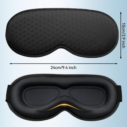 Blackout Sleep Mask: Weighted Eye Mask for Men Women - 3D Contoured Zero Pressure and Eyelash Free - Airplane Travel Nap Night Sleeping Blindfold - Adjustable Ear-Friendly Breathable Comfortable Black