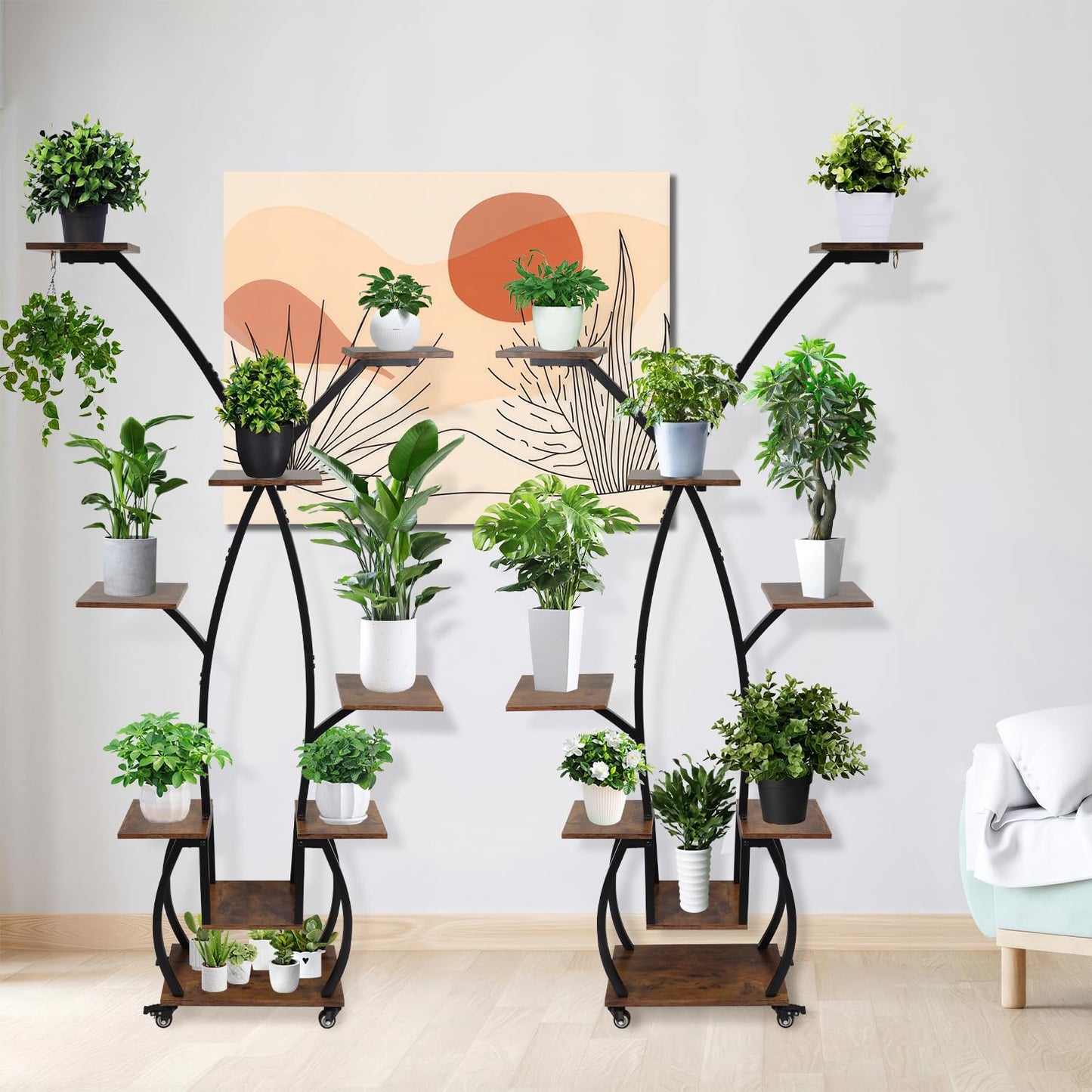 Plant Stand Indoor with Grow Lights - 82" Tall Plant Shelf, Lighted Corner Plant Stands for Indoor Growing, 8 Tiered Large Flower Holder, S-Shaped Decorative Rack for Living Room, Patent Design
