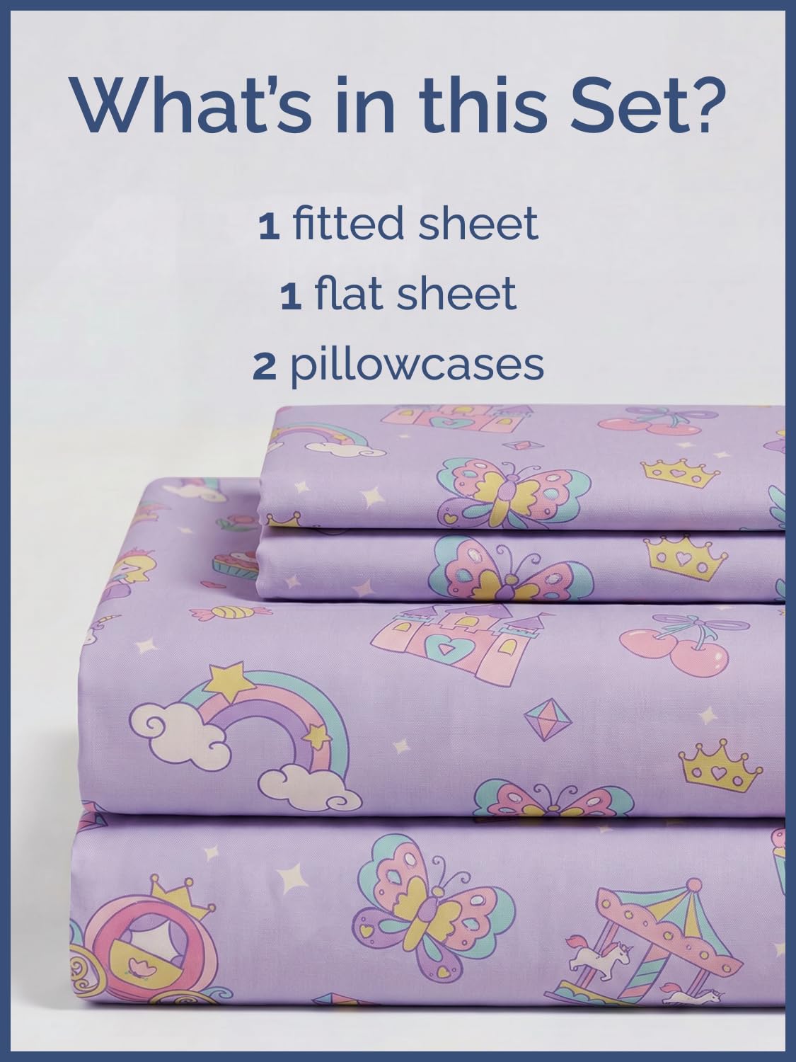 CGK Unlimited Kids Princess Dreamland Full 4 Piece Sheet Set - Boys, Girls, Teens, Toddler - Easy Fit Deep Pockets - Soft, Cooling & Breathable Sheets - Cozy, Fade & Wrinkle Free - Machine Washable