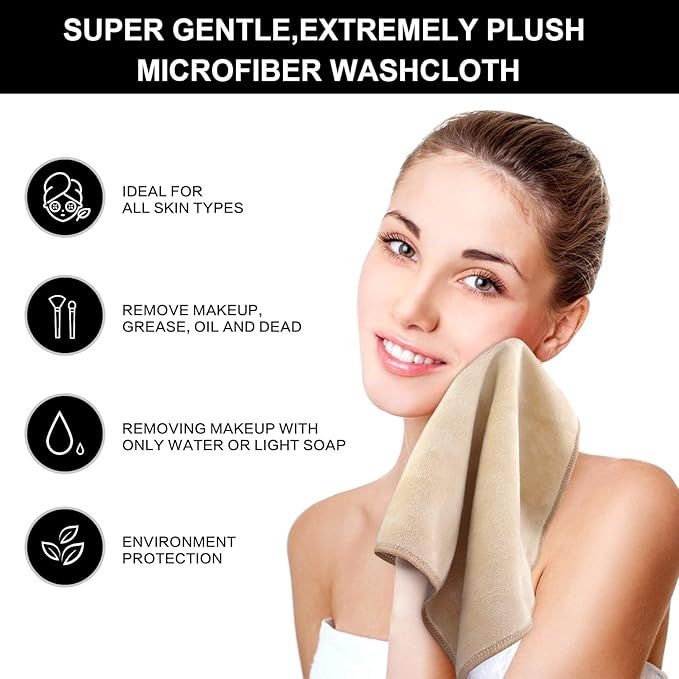 SINLAND Microfiber Facial Cloths Fast Drying Washcloth 12inch x 12inch