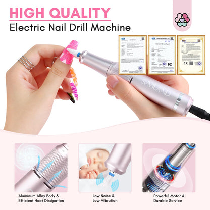 SAVILAND Electric Nail Drill Professional: 40000RPM Upgrad Nail Drill Kit 2025 Beautiful Gradient Sunset Color Scheme Nail D rill Machine Portable Nail File & Buffers Salon Use Manicure Pedicure