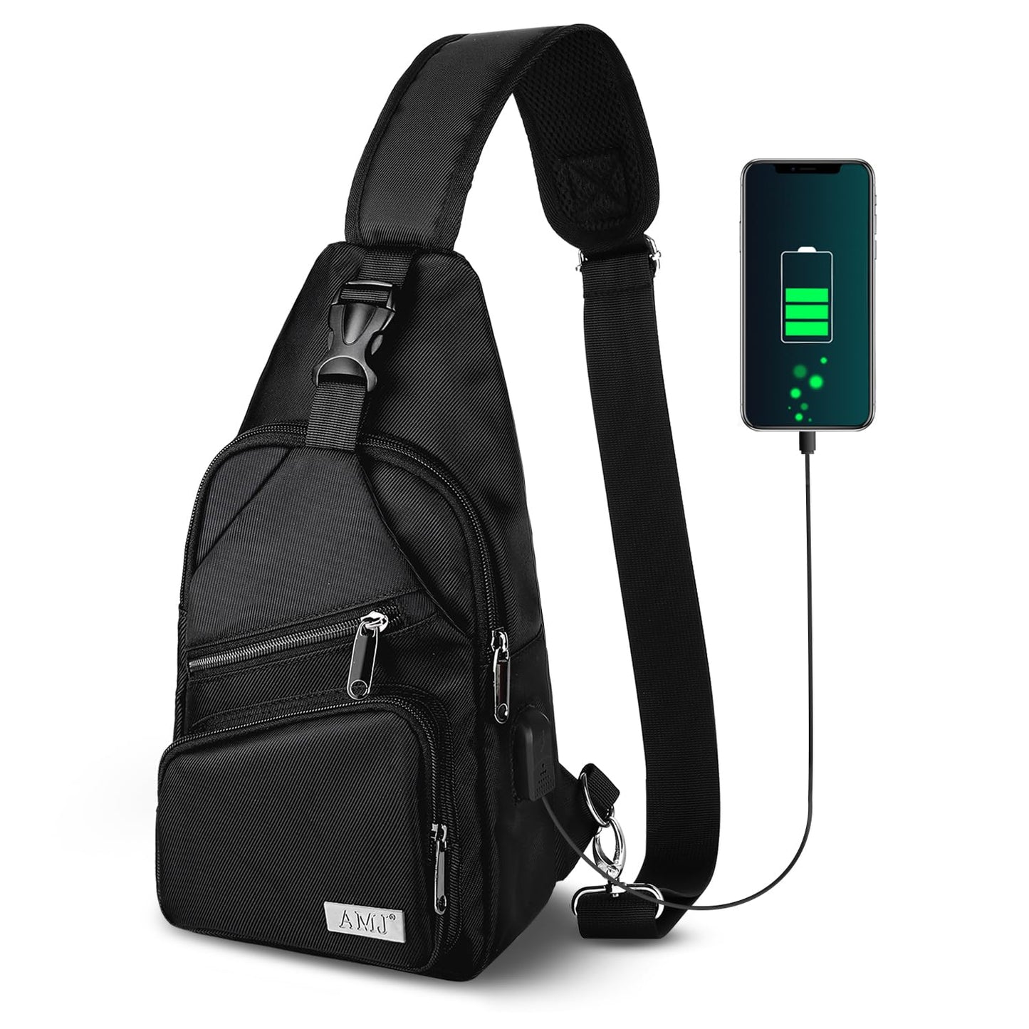 AMJ Crossbody Sling Bag Men Women, Casual Shoulder Backpack, Chest Daypack Satchel for Hiking Travel