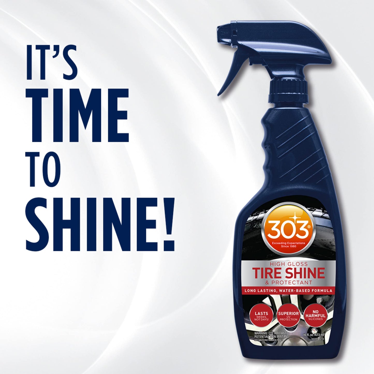 303 Products High Gloss Tire Shine And Protectant - Long Lasting, Water Based Formula - Lasts For Weeks - No Harmful Silicones - Lasts Weeks Not Days, 16 fl. oz. (30395CSR) Packaging May Vary