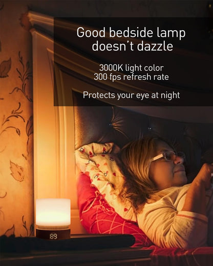 Smilodon Timer Night Light,Dimmable LED Bedside Lamp,Night Light Kids and Baby Nursery,Woodgrain,Sleep Aids Light,Rechargeable,Battery Operated