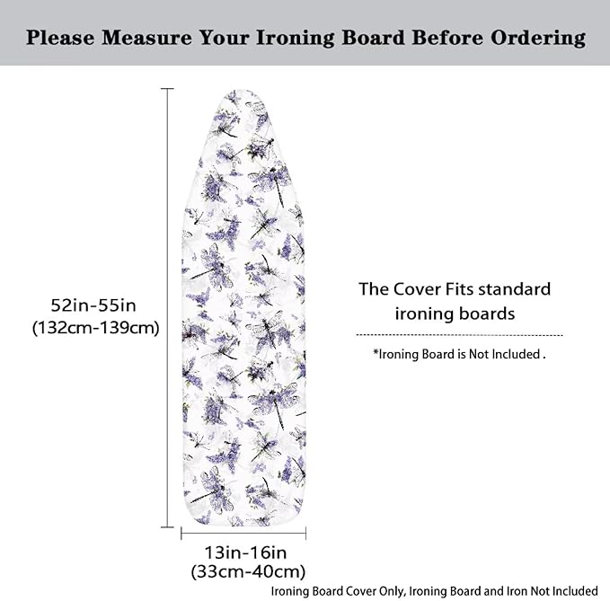 Purple Flowers Bird Ironing Board Cover and Pad Heat Insulation Covers Stain