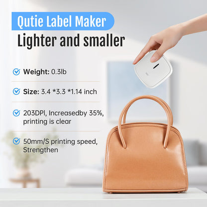 PRT Label Makers Machine with Tape Built-in Cutter Portable Bluetooth Handheld Sticker Printer for Home Office Organization iOS Android Mini Inkless Labeler USB Rechargeable- White