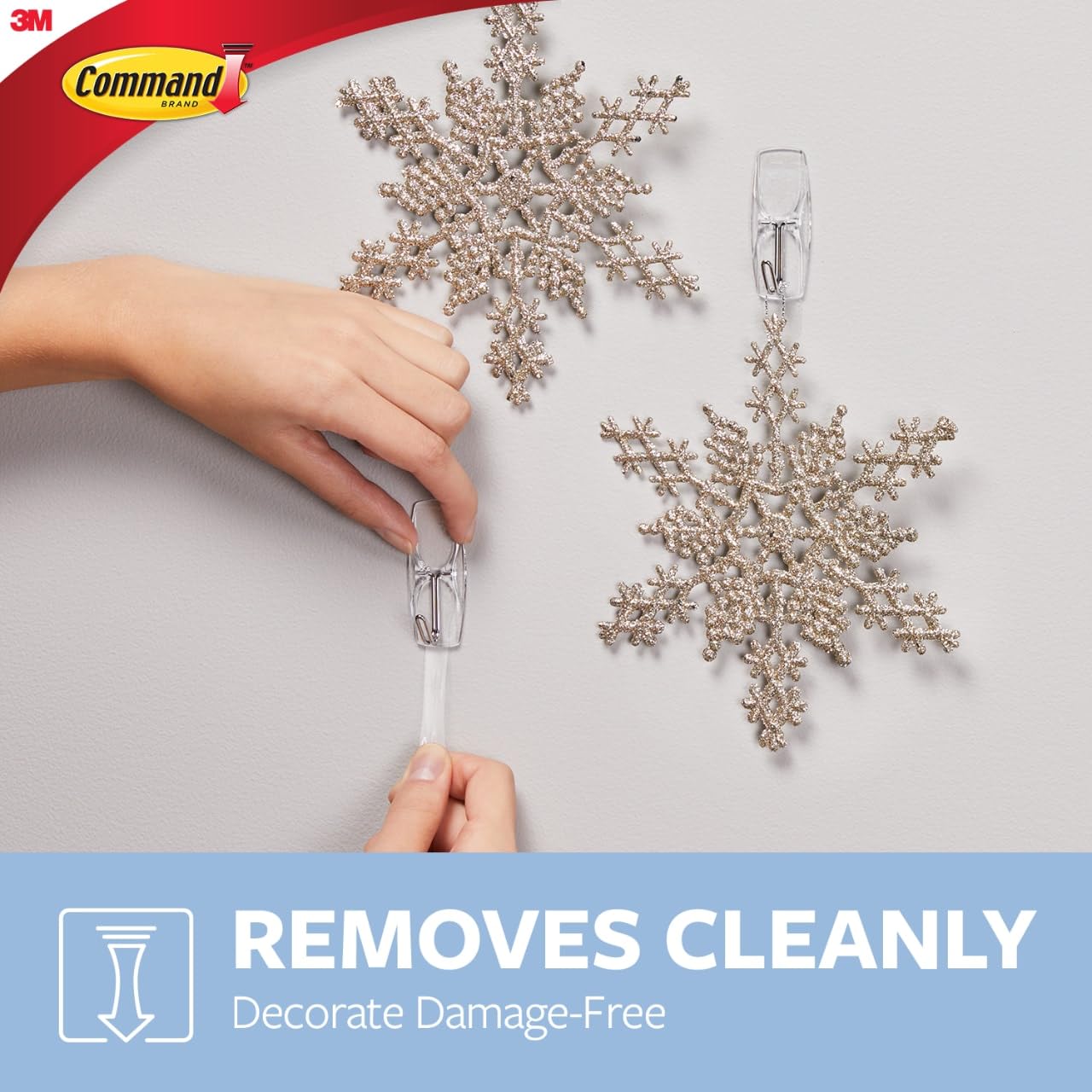 Command Medium Clear Wire Toggle Hooks, 6 Wall Hook and 8 Strips, Damage-Free Hanging with Adhesive, Great for Hanging, Organization, and Storage, Holds up to 2 lb