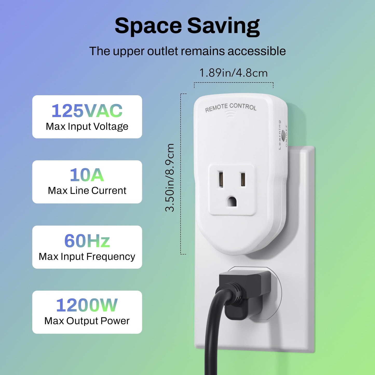 BN-LINK Wireless Remote Control Outlet Electrical Switch for Lights, Fans, Christmas Lights, Small Appliance, 100ft Long Range White (Learning Code, 3 Outlets +1 Remote) 1200W/10A, ETL & FCC Certified