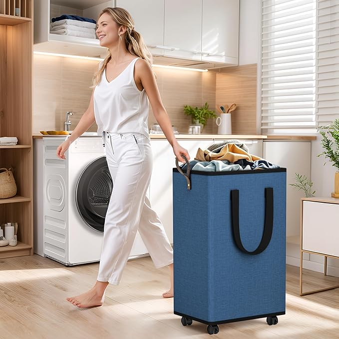 Laundry Basket with Wheels, Collapsible Laundry Baskets, Laundry Hamper with