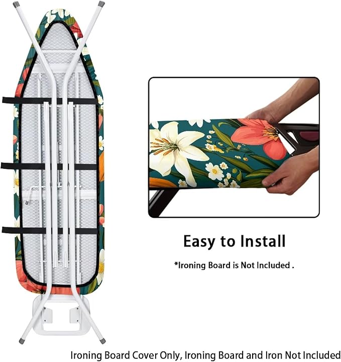 Narcissus Cover for Ironing Board 15x54 Inch Standard Size Flower Print Iron