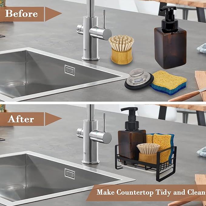VANTEN Kitchen Sink Caddy Sponge Holder Organizer, Sink Tray Drainer Rack