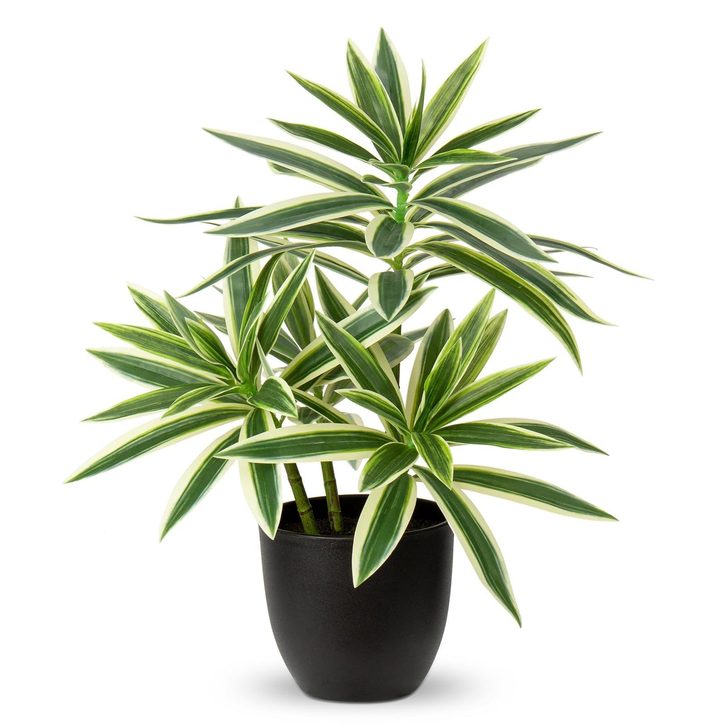 Faux Plants 16.1" Dracaena Artificial Plant Realistic Fake Plants in Pot Small Indoor Plants Fake Potted Plants Artificial Decor for Home Living Room Bathroom Office House Table Desk Shelf, Green