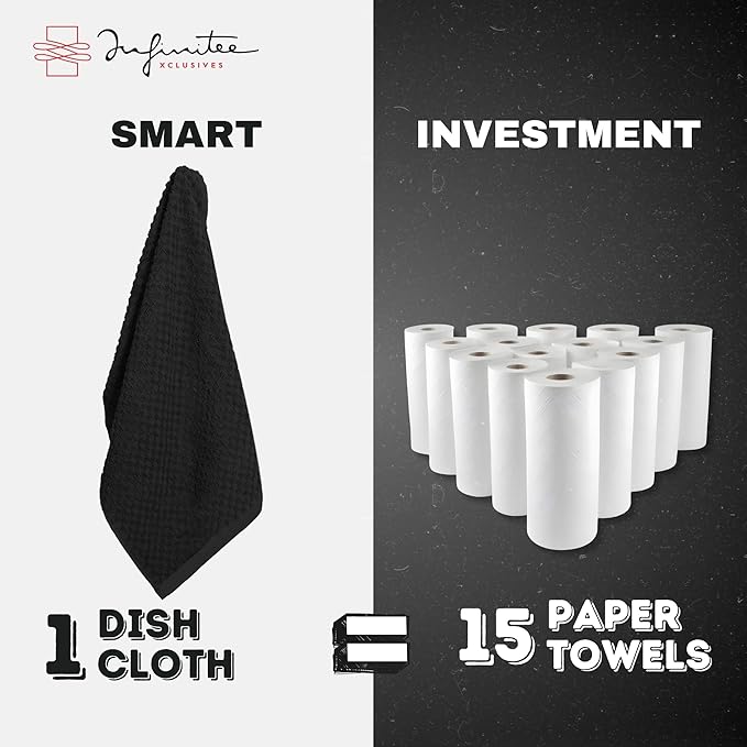 Infinitee Xclusives Premium Dish Cloth 100% Cotton 12 x 12 Inches |Pack of 4|