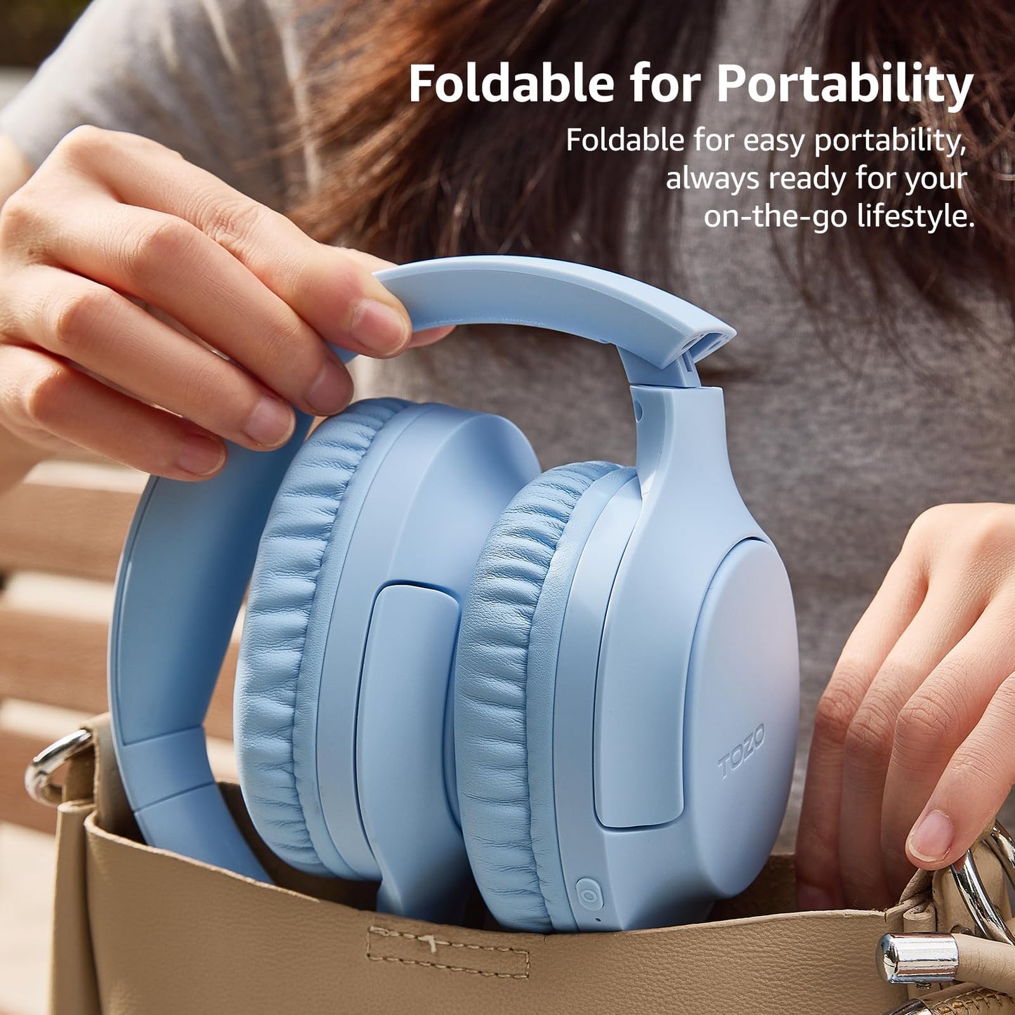 TOZO Bluetooth 5.4 Over Ear Headphones,70H Playtime with Mic,Delay Mode,Foldable Wireless Headset,Deep Bass Stereo Sound,Customizable 32 EQ Music Mode Via Button & App,for Travel and Home, Upgraded