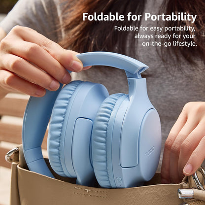 TOZO Bluetooth 5.4 Over Ear Headphones,70H Playtime with Mic,Delay Mode,Foldable Wireless Headset,Deep Bass Stereo Sound,Customizable 32 EQ Music Mode Via Button & App,for Travel and Home, Upgraded