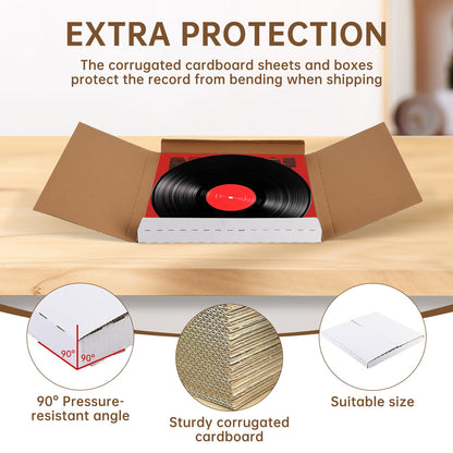 JxyHauteresce 22-Pack Vinyl Record Mailers - 12.6x12.6x1 Inch Vinyl Record Shipping Boxes for LP Records, Photos & Stamp Collection (22) Vinyl Mailers