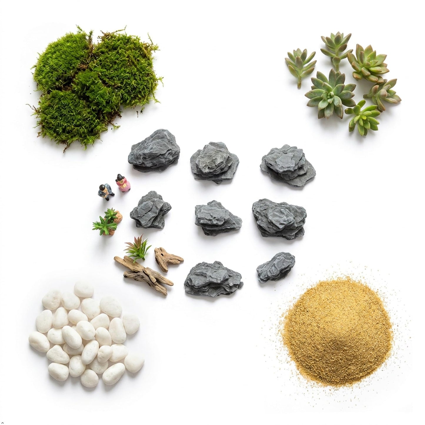 Kai Dream Miniature Stones for Terrarium - Tree Bark Diorama Rocks for Miniature Terrain Display - Lightweight Reptile Habitat Decor - NOT for Aquarium Underwater Use - 24Pcs Slate Stone (1-2 inch)“