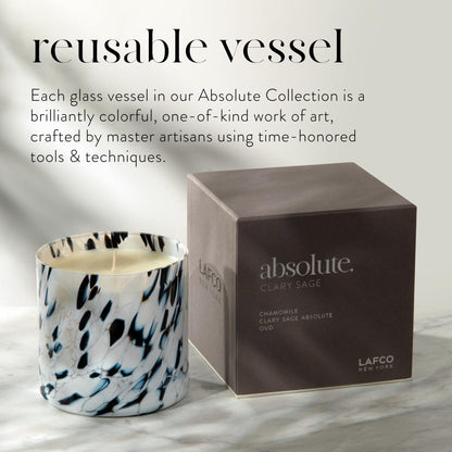 LAFCO New York Signature Candle, Clary Sage - 15.5 oz - 90-Hour Burn Time - Reusable, Hand Blown Glass Vessel - Made in The USA
