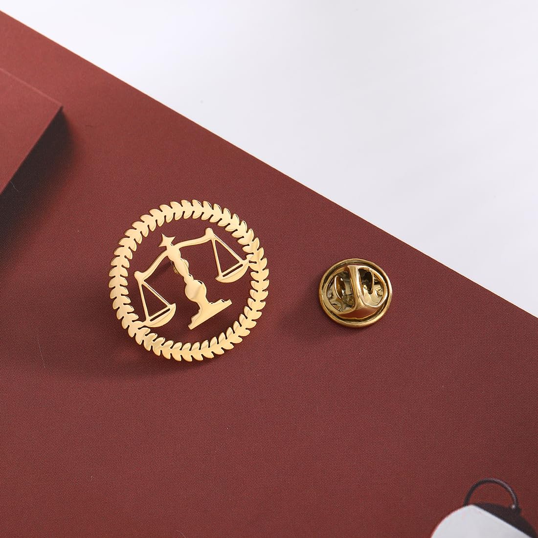 Metal Balance Badges Suit Brooch Libra Scales Brooches For Men (rose gold pin+tie clip)