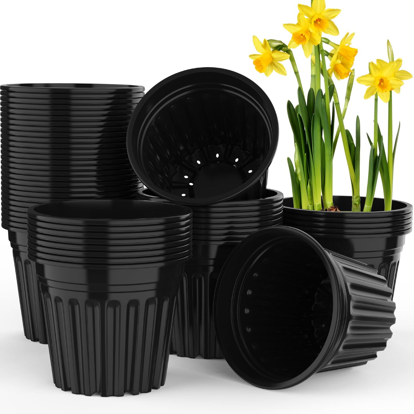 BeapTcely 50 Pcs 3 Gallon Planter Nursery Pots, Seed Starting Pot Plastic Flower Seedling Pots with Drainage Holes Flexible Plant Container for Garden Lawn Yard Plants Seedlings (50, 3 Gallon)