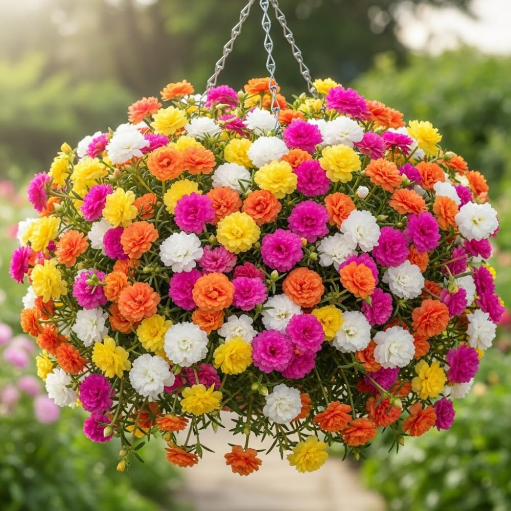 Mix Moss Rose Plants Live, 3 to 5 Inc Tall, Moss Rose Portulaca Plants, Ground Cover Plant Garden