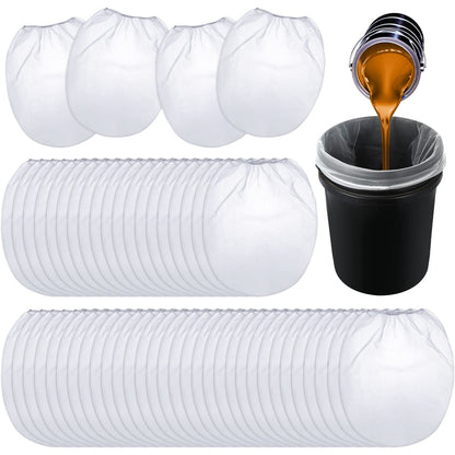 Patelai 500 Pcs 5 Gallon Paint Strainer Bags Regular Fine Mesh/Elastic Top Bag Strainers for Use with Paint Sprayers (White)