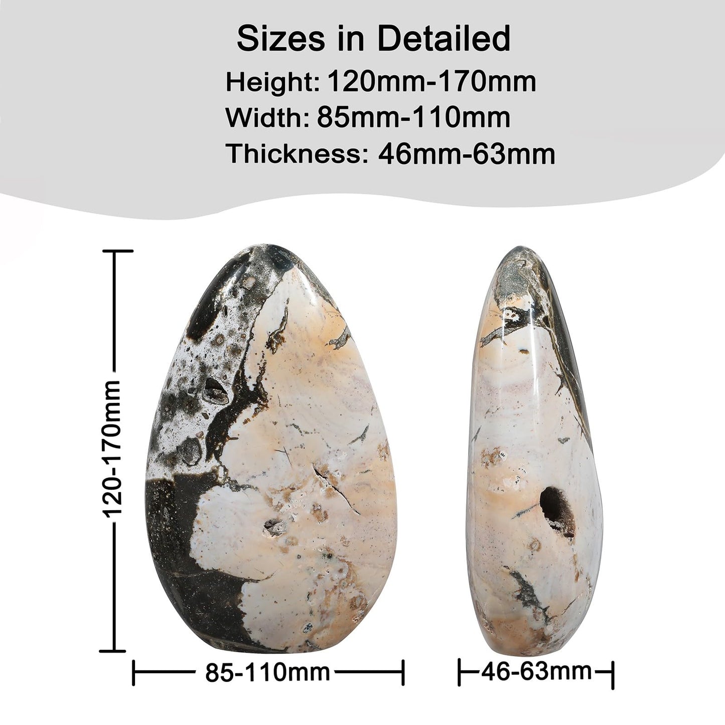 Nupuyai 911g-1135g Natural Ocean Jasper Stone for Home Decor, Irregular Self-Standing Stone Specimen Polished Statue for Prayer, Meditaion