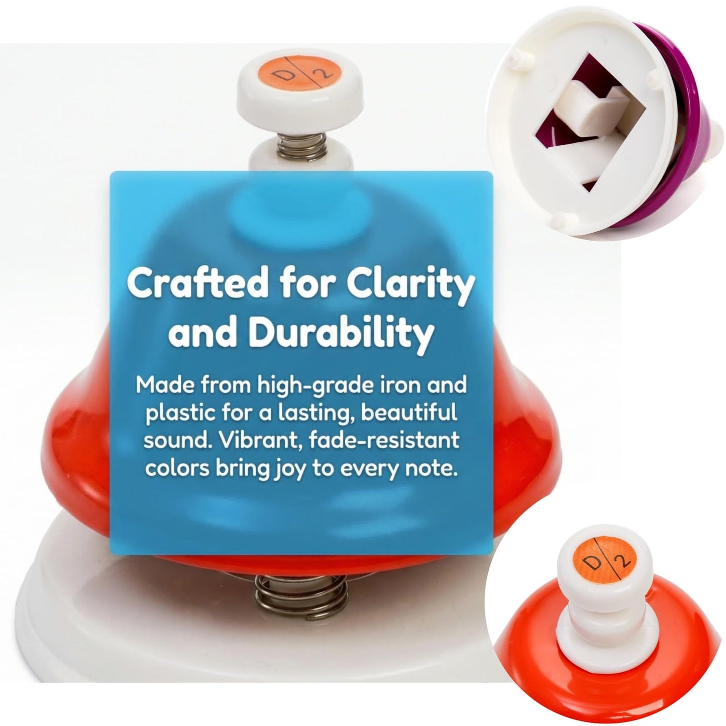 Noamus 8 Notes Desk Bells, Music Bell Percussion Instrument, Colorful Diatonic Metal Bells, Chromatic Musical Table Bell for Church Chorus Holiday Party Supplies Birthday Gift