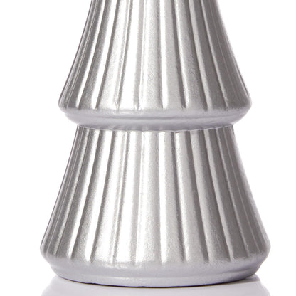 WONDROUS' DECO Wooden Christmas Tree Figurine, Tabletop Silver Tree Figurine, Set of 2 Desk Centerpieces for Christmas Decor