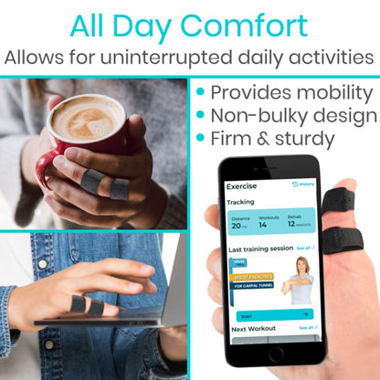 Vive Finger Splint (2 Pack) - Universal Finger Straightener - Broken and Trigger Finger Splints - Brace for Arthritis Pain and Support - Sprain Relief for Middle, Index, Ring, Pinky Fingers (Black)