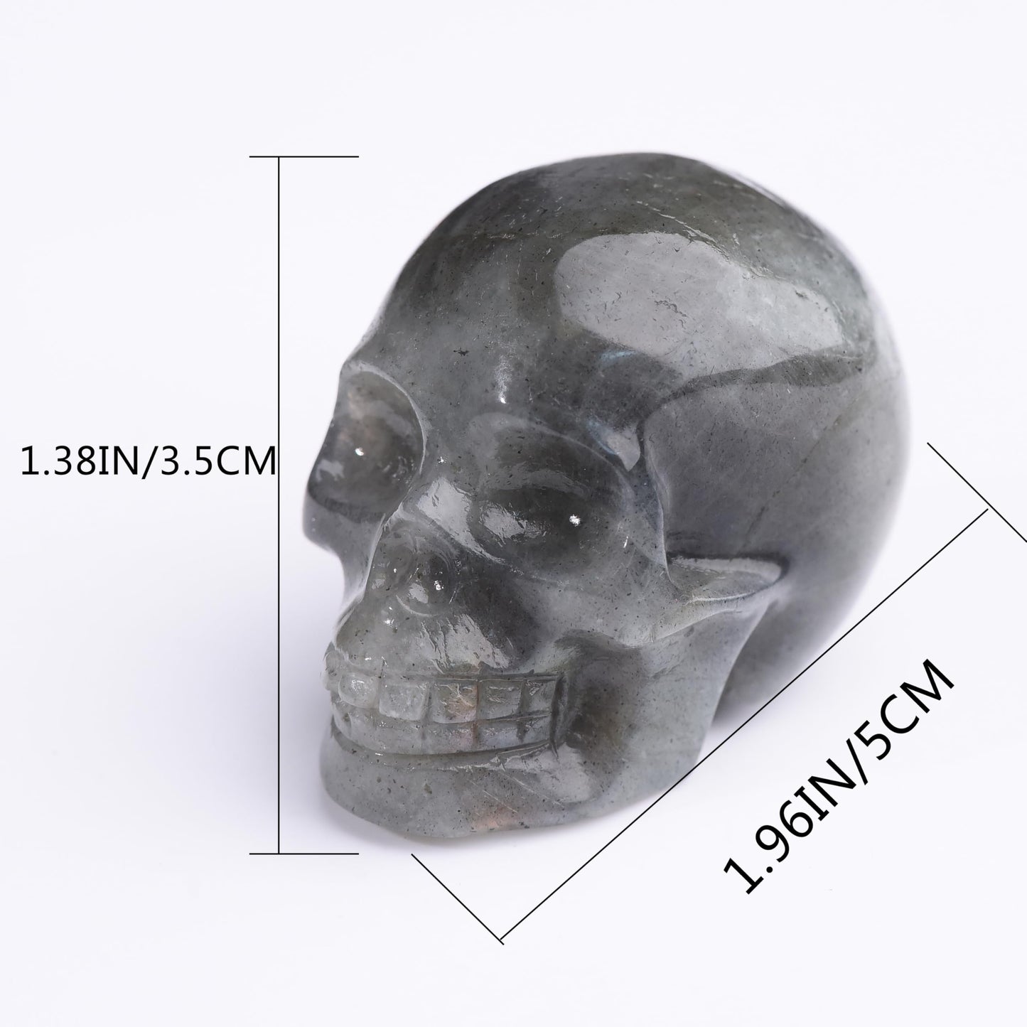 WUYOUSHI 2.0" Moonstone Skull Decor Statue Crystals and Healing Stones Skull Figurine Polished Gemstones Bedroom Office Desk Halloween Decoration